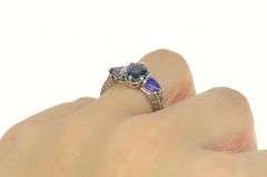 Platinum 3.12 Ctw Sapphire Amethyst Etched Engagement Ring