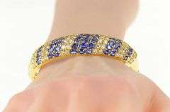 18K Yellow Gold 17.90 Ctw Sapphire Diamond Pave Bangle Bracelet