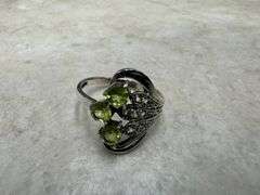 Sterling Silver Natural Gemstone Perdiot Ring Size 8