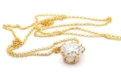GIA Certified 1.57ct Round Laser Drilled Diamond Solitaire Pendant Necklace in 14K