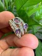 Sterling Silver Natural Gemstone Amethyst Ring Size 6