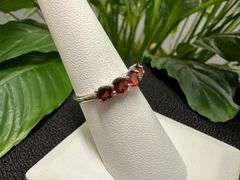 Sterling Silver Gemstone Natural Garnet Ring Size 7