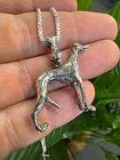 Sterling Silver Greyhound Dog Pendant Charm High Quality 925 3D Canine