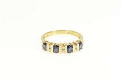 14K Yellow Gold Oval Sapphire Diamond Accent Wedding Band Ring