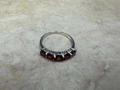 Sterling Silver Gemstone Natural Garnet Ring Size 7