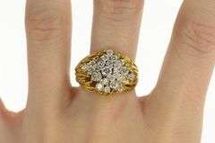 18K Yellow Gold 1.44 Ctw Diamond Artisanal Vine Cluster Men's Ring