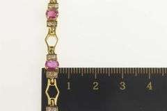 18K Yellow Gold 4.94 Ctw Ruby Diamond Honeycomb Tennis Bracelet