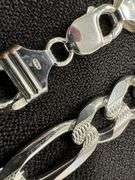 Men's 13.5mm .925 Sterling Silver Heavy Pave Figaro Chain Cuban Link Italy Necklace 24"