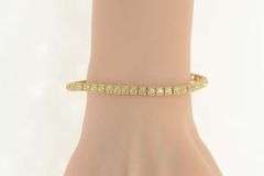 14K Yellow Gold Classic Squared Round Cut CZ Tennis Bracelet