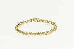 14K Yellow Gold 1.50 Ctw Classic Wavy Link Diamond Tennis Bracelet