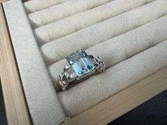 Sterling Silver Natural Gemstone Blue Topaz Ring Size 10