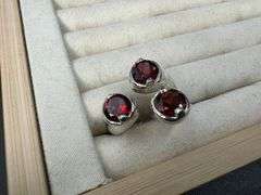 Sterling Silver Gemstone Natural Garnet Ring Size 10