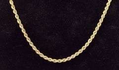 Handsome 14K Yellow Gold Rope Chain Necklace