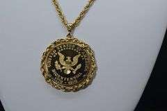 Bicentennial 14 Kt Gold Plated Replica Half Dollar Pendant