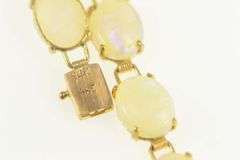 14K Yellow Gold Oval Natural Opal Chinese Symbol Clasp Bracelet