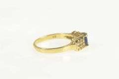 14K Yellow Gold Oval Sapphire Diamond Cluster Engagement Ring