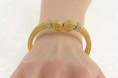 18K Yellow Gold Robert Wander Winc Diamond Scroll Cuff Bracelet