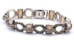 Vintage 925 sterling silver Marcasite link bracelet