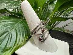 Sterling Silver Gemstone Natural Garnet Ring Size 10