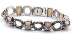 Vintage 925 sterling silver Marcasite link bracelet
