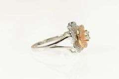 Sterling Silver Pave Encrusted Flower Two Tone Spinner Ring