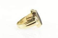 10K Yellow Gold Hematite Soldier Intaglio Retro Statement Ring