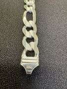Men's 13.5mm .925 Sterling Silver Heavy Pave Figaro Chain Cuban Link Italy Bracelet 9"
