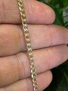 10k Yellow Gold-Hollow Pave Curb Link Chain 3.2mm Necklace 18"