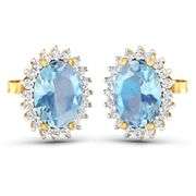 14KT Yellow Gold 1.92ctw Aquamarine and Diamond Earrings