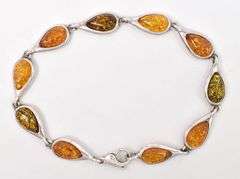 Sterling Silver Lab Created Amber Bracelet