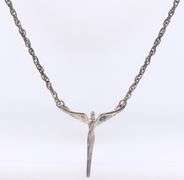 Vintage 925 sterling silver Angel pendant on chain necklace