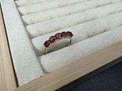 Sterling Silver Gemstone Natural Garnet Ring Size 7