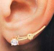14kt Yellow gold diamond ear climber