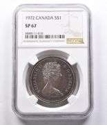 SP67 1972 Canada Silver Dollar NGC Beautifully Toned