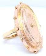 Antique 14kt yellow gold sheild ring with diamond accent