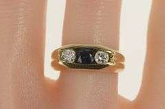 14K Yellow Gold 1.15 Ctw Natural Sapphire Diamond Statement Ring