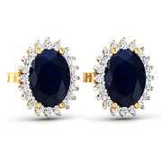 14KT Yellow Gold 2.60ctw Blue Sapphire and Diamond Earrings