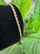 10k Yellow Gold Hollow Diamond-Cut Rope Link Chain 1.9mm Bracelet 7"