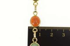 14K Yellow Gold Retro Egyptian Carved Scarab Chain Link Bracelet