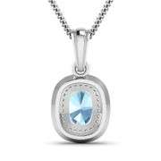 14KT White Gold 0.96ct Aquamarine and Diamond Pendant with Chain
