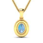 14KT Yellow Gold 0.96ct Aquamarine and Diamond Pendant with Chain