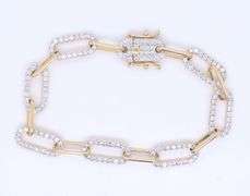14kt Yellow gold diamond link bracelet