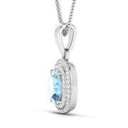 14KT White Gold 0.96ct Aquamarine and Diamond Pendant with Chain