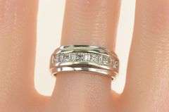 14K White Gold 2.10 Ctw Princess & Baguette Diamond Band Ring