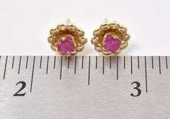 Gorgeous 14K Yellow Gold Ruby Gemstone Stud Earrings