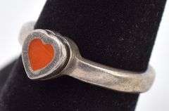 Sterling Silver Coral Gemstone Ring