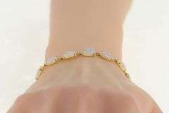 14K Yellow Gold Oval Natural Opal Chinese Symbol Clasp Bracelet