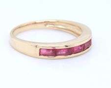 14kt Yellow gold baguette ruby band