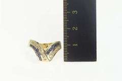 14K Yellow Gold 0.50 Ctw Diamond Sapphire Wave Twist Band Ring