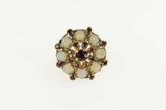 14K Yellow Gold 1960's Garnet Opal Ornate Domed Cocktail Ring